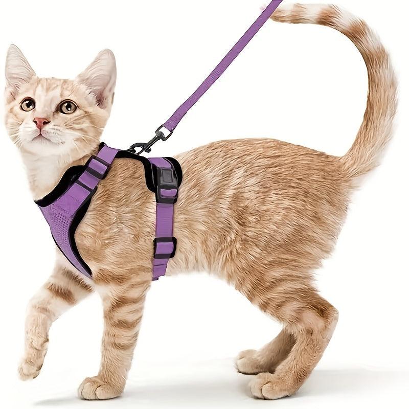 Escape Proof Cat Harness & Leash Set Breathable Reflective Adjustable