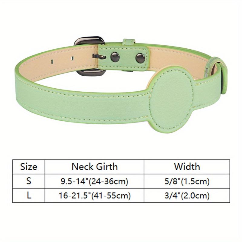 Adjustable Leather Dog Collar Holder For Airtag Anti Lost Durable