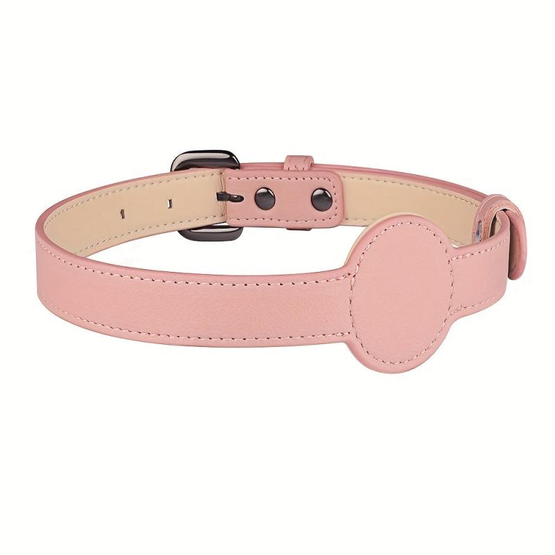 Adjustable Leather Dog Collar Holder For Airtag Anti Lost Durable