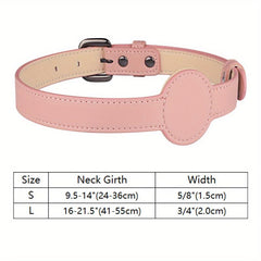 Adjustable Leather Dog Collar Holder For Airtag Anti Lost Durable