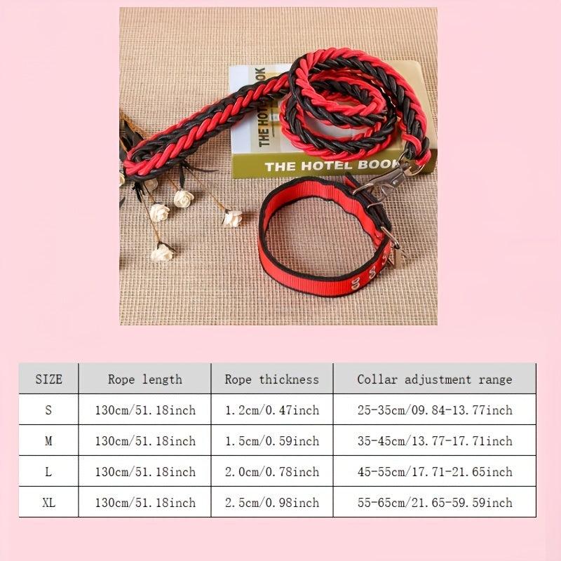 Heavy Duty Dog Collar & Leash Set with Rope Training Leash
