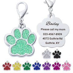 Custom Glitter Footprint Dog ID Tag