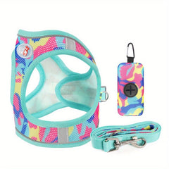 Camouflage Print Reflective Dog Leash Vest Harness for Small and Medium Dogs