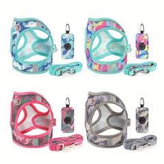 Camouflage Print Reflective Dog Leash Vest Harness for Small and Medium Dogs