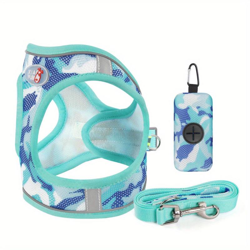 Camouflage Print Reflective Dog Leash Vest Harness for Small and Medium Dogs