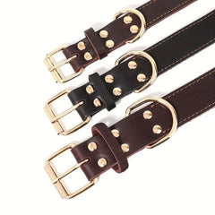 Adjustable Heavy Duty Leather Dog Collar for Medium & Large Dogs