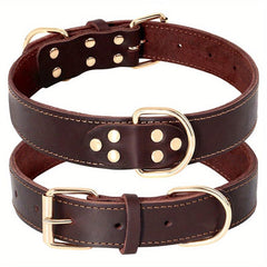 Adjustable Heavy Duty Leather Dog Collar for Medium & Large Dogs