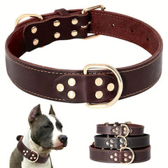 Adjustable Heavy Duty Leather Dog Collar for Medium & Large Dogs