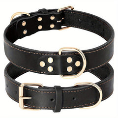 Adjustable Heavy Duty Leather Dog Collar for Medium & Large Dogs