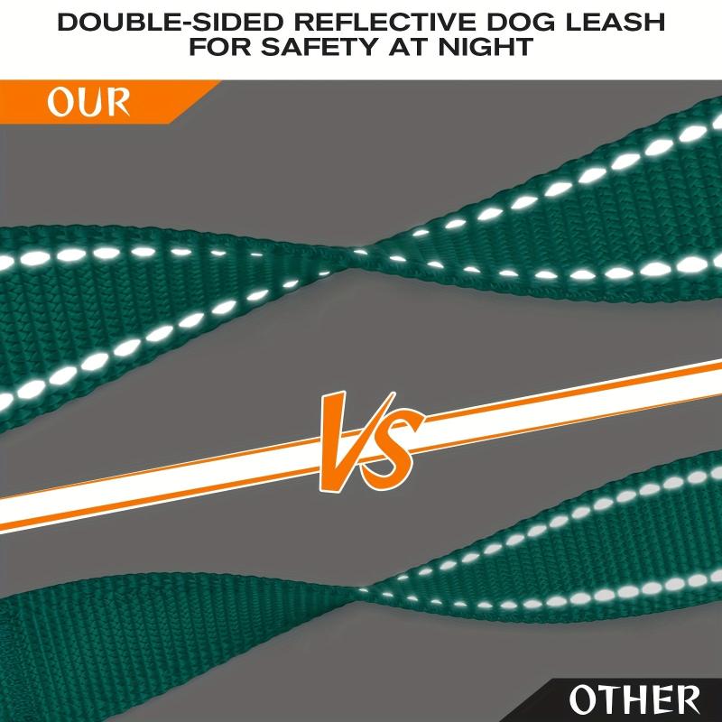 Heavy Duty 2-Handle Dog Leash with Reflective Strips for Large Breeds