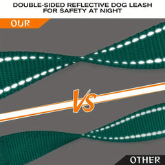 Heavy Duty 2-Handle Dog Leash with Reflective Strips for Large Breeds