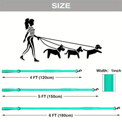 Heavy Duty 2-Handle Dog Leash with Reflective Strips for Large Breeds