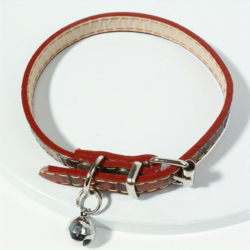 Adjustable PU Leather Cat Collar With Bell for Small Dogs