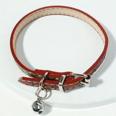 Adjustable PU Leather Cat Collar With Bell for Small Dogs