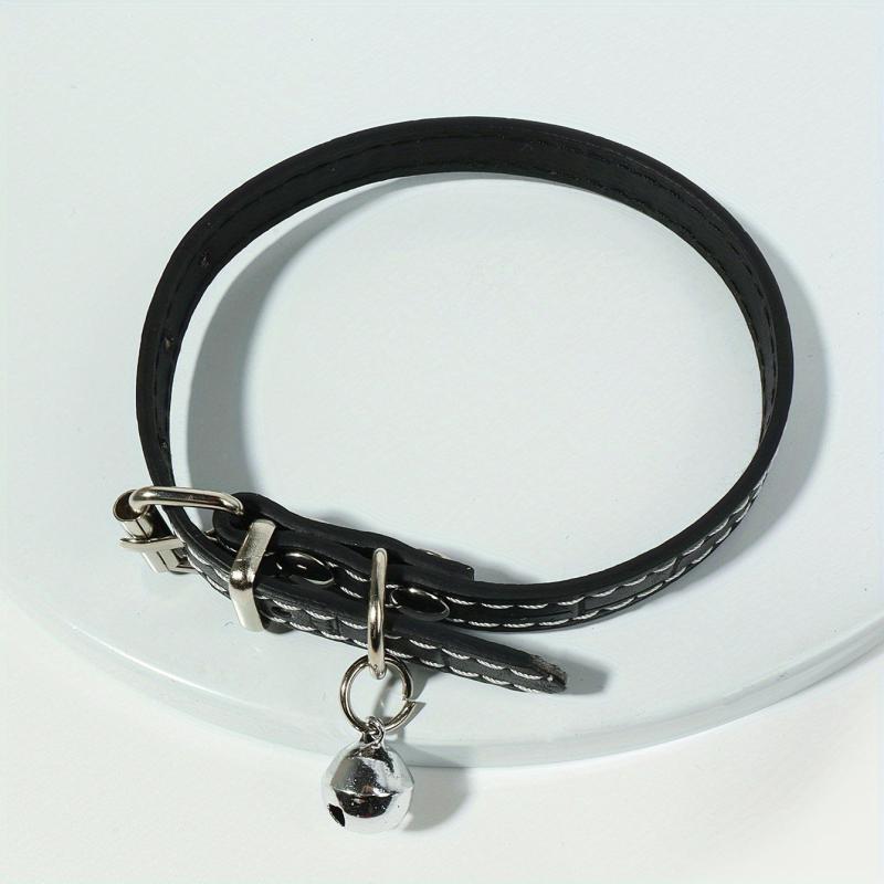 Adjustable PU Leather Cat Collar With Bell for Small Dogs