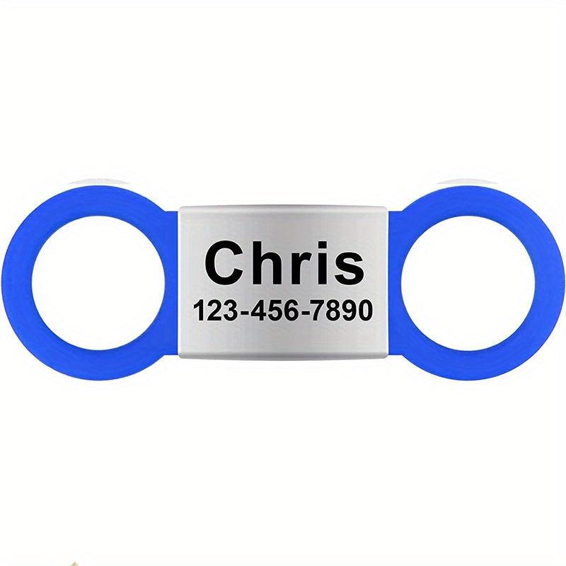 Custom Slide-On Pet ID Tag, Silent Engraved, No Jingle