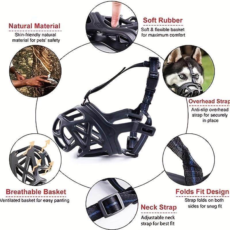 Dog Mouth Mask Adjustable Breathable Small Medium Large