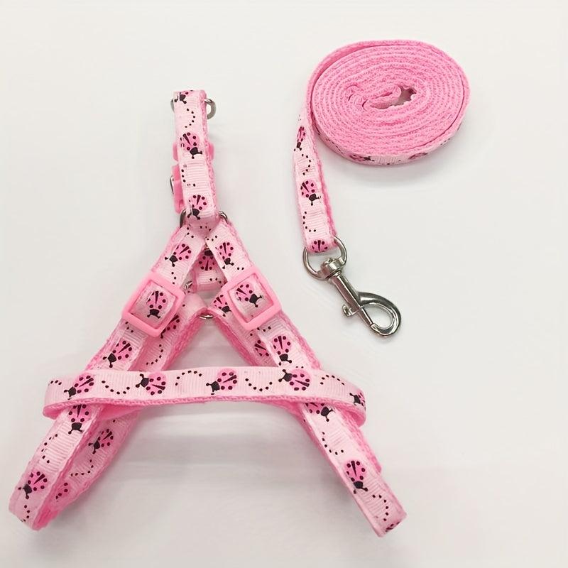 Stylish Printed Pet Harness with Leash for Outdoor Walking