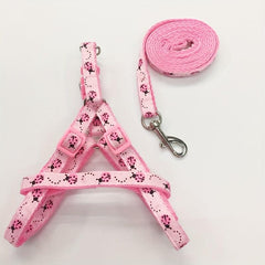 Stylish Printed Pet Harness with Leash for Outdoor Walking