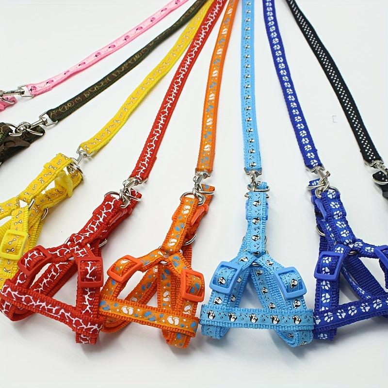 Stylish Printed Pet Harness with Leash for Outdoor Walking
