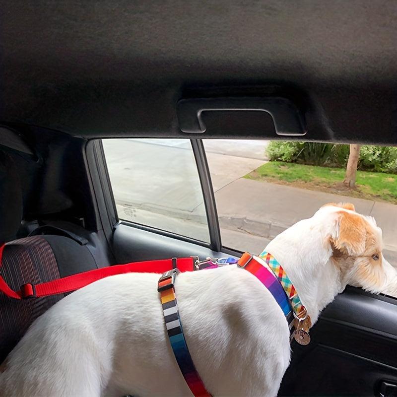2-In-1 Pet Car Seat Belt Nylon Lead Leash Backseat Safety Belt for Dog & Cat