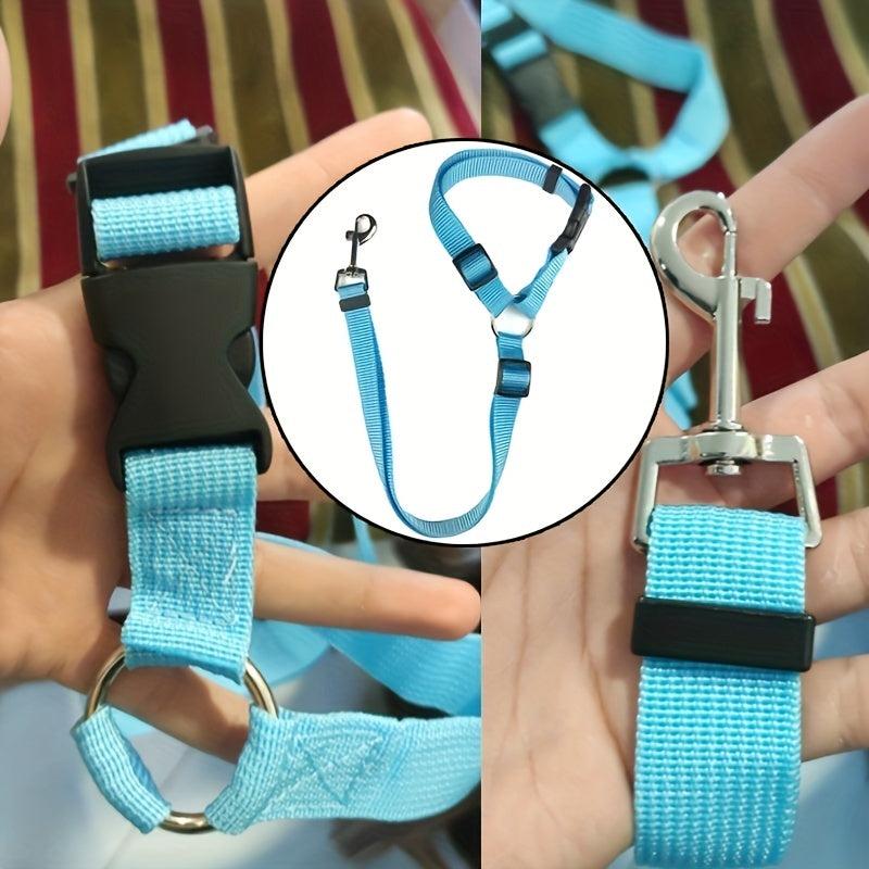 2-In-1 Pet Car Seat Belt Nylon Lead Leash Backseat Safety Belt for Dog & Cat