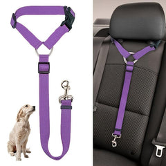 2-In-1 Pet Car Seat Belt Nylon Lead Leash Backseat Safety Belt for Dog & Cat