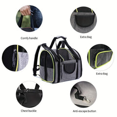 Portable Pet Travel Backpack Foldable Adjustable Bag for Cats and Dogs