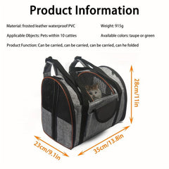 Portable Pet Travel Backpack Foldable Adjustable Bag for Cats and Dogs
