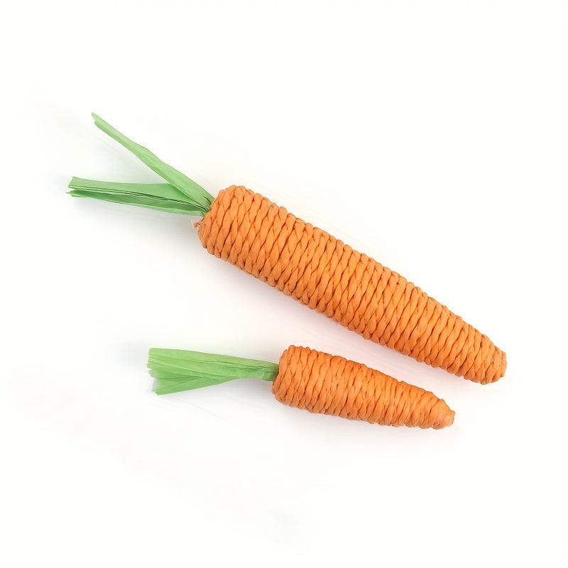 Cat Toy Paper Rope Carrot Shape Teaser Chew Interactive Kitten Teeth Cleaning