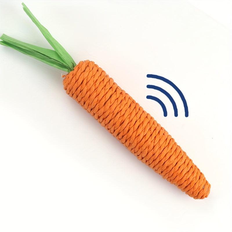 Cat Toy Paper Rope Carrot Shape Teaser Chew Interactive Kitten Teeth Cleaning