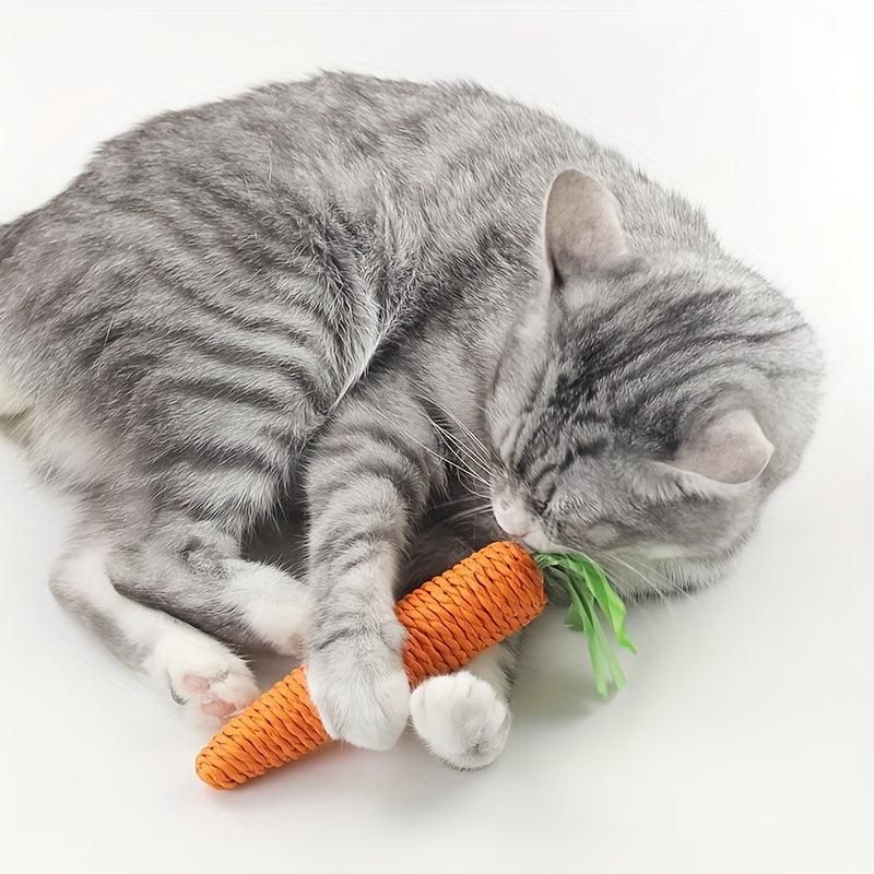 Cat Toy Paper Rope Carrot Shape Teaser Chew Interactive Kitten Teeth Cleaning