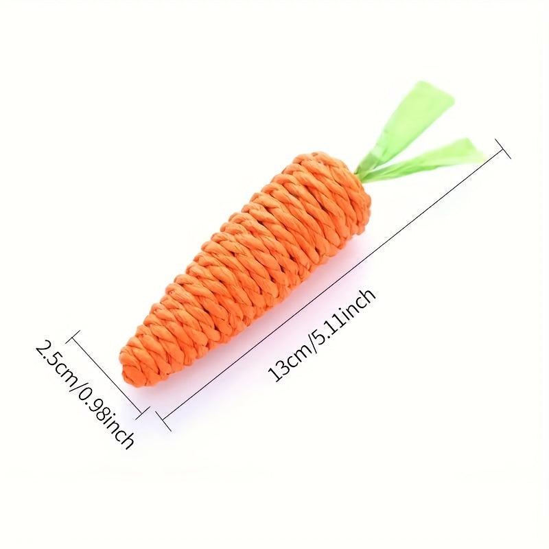 Cat Toy Paper Rope Carrot Shape Teaser Chew Interactive Kitten Teeth Cleaning