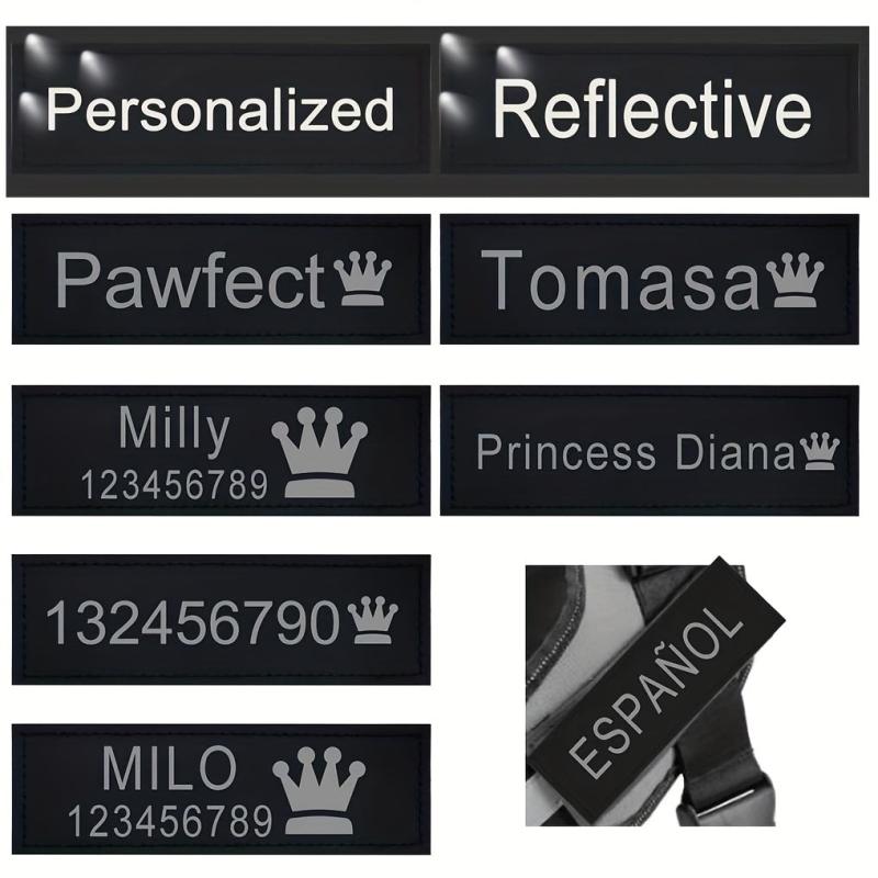 Custom Reflective Crown Pattern Dog Harness with Leather Label