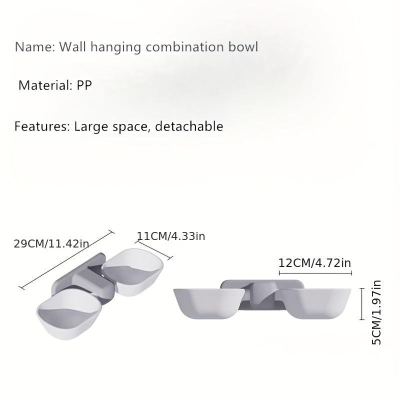 Wall Mounted Double Cat Bowls Set Hanging Anti Vomiting Cat Feeding Water Basins