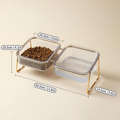 Transparent Double Cat Bowl for Easy Feeding and Hydration