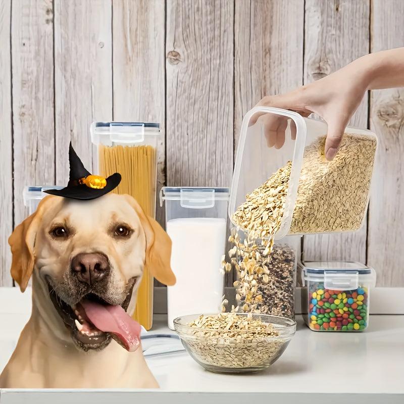 3 Rectangle Pet Food Storage Containers With Lids Airtight BPA Plastic 2 4L