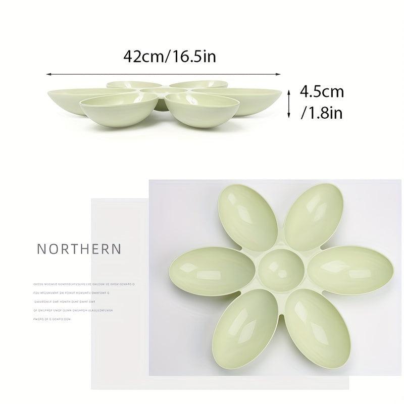 Petal Shaped Plastic Cat Bowl 6 Meal Feeder