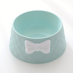 Argyle Pet Bowl with Bowknot Decoration for Cats & Dogs