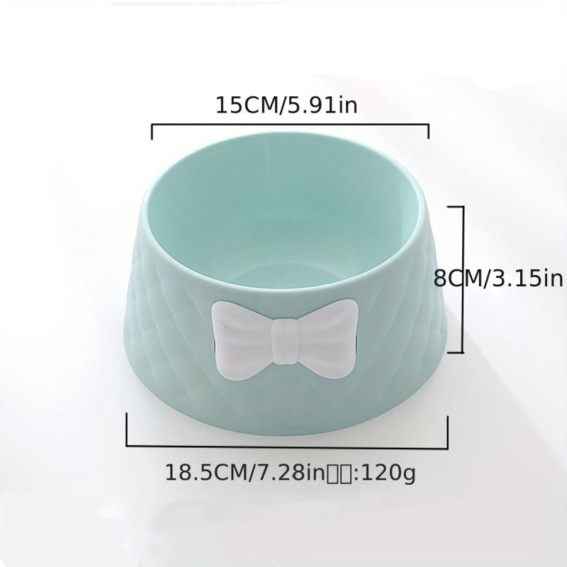 Argyle Pet Bowl with Bowknot Decoration for Cats & Dogs