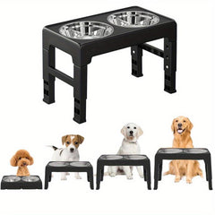 Adjustable Raised Pet Bowls - Stainless Steel for Small & Large Pets