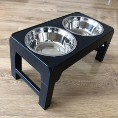 Adjustable Raised Pet Bowls - Stainless Steel for Small & Large Pets