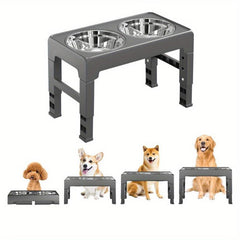 Adjustable Raised Pet Bowls - Stainless Steel for Small & Large Pets