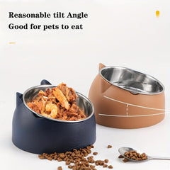 Elevated Stainless Steel Pet Bowl Raised Tilted Dog Food And Water Bowl