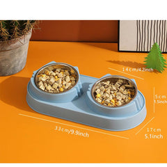 Double Bowl Pet Food Bowl with Anti Fall Design