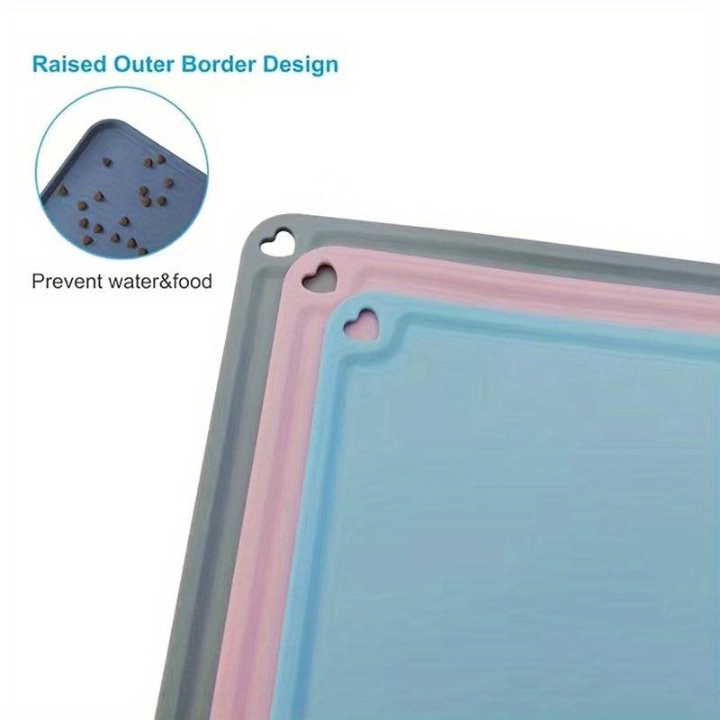 Waterproof Cat Feeding Mat Raised Edge No Spill Non slip Pet Bowl Mat