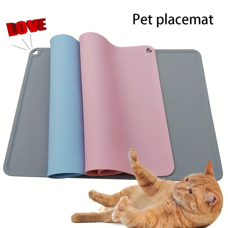 Waterproof Cat Feeding Mat Raised Edge No Spill Non slip Pet Bowl Mat