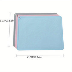 Waterproof Cat Feeding Mat Raised Edge No Spill Non slip Pet Bowl Mat