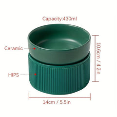 Ceramic Pet Feeding Bowl for Cats & Dogs - Anti Fall Water & Food
