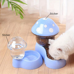Automatic Mushroom Cat Food Feeder Water Dispenser Set